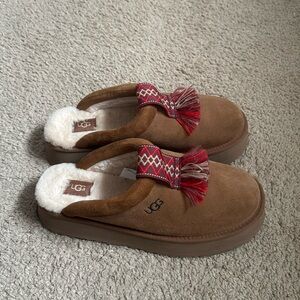 UGG Brown Slippers with Red Accents